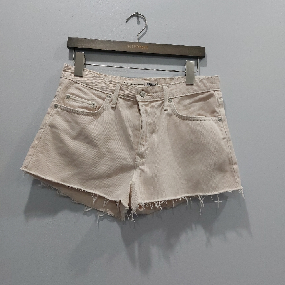 Revolve Lovers + Friends Jack High Rise Cut Off Mosswood Cream Denim Shorts 29